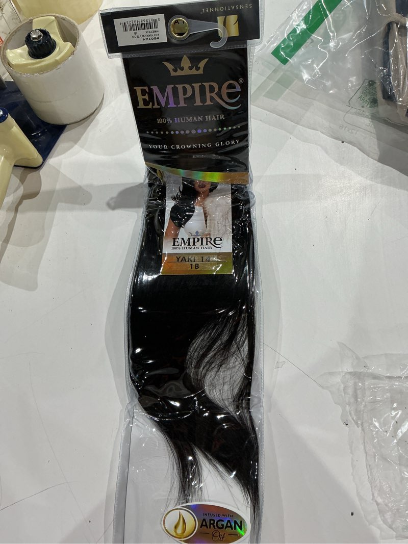 Condition photo showing Good Condition for sensationnel empire yaki human hair - tangle free weaving for quick weave and sew in styles for faux highlights - 1 pack (14 inch, 1b offblack) 14 inch 1b offblack