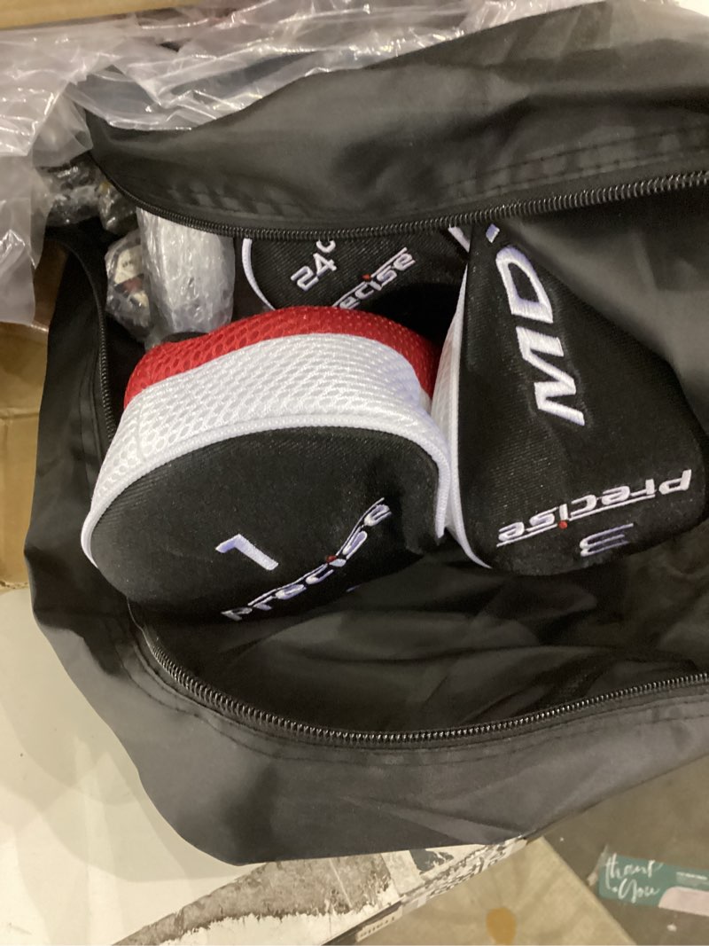 Condition photo showing New/Like New for Precise Complete Teen Golf Club Set for Ages 13–16 – Includes Titanium Driver, Stainless Steel Hybrid, 7–PW Irons, Putter, Stand Bag & 3 Headcovers – Graphite/Steel Shafts Left