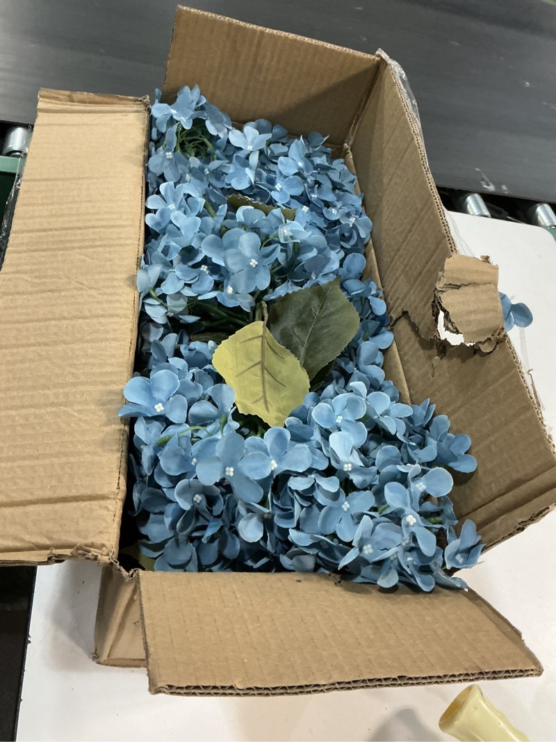 Condition photo showing Good Condition for Hydrangea Flower in Mason Jars, 10 Set Floral Arrangements Table Centerpieces Decor Glass Flowers Vases for Home Party Wedding Bridal Shower Graduation Boho Decorative(Blue) Dusty Blue