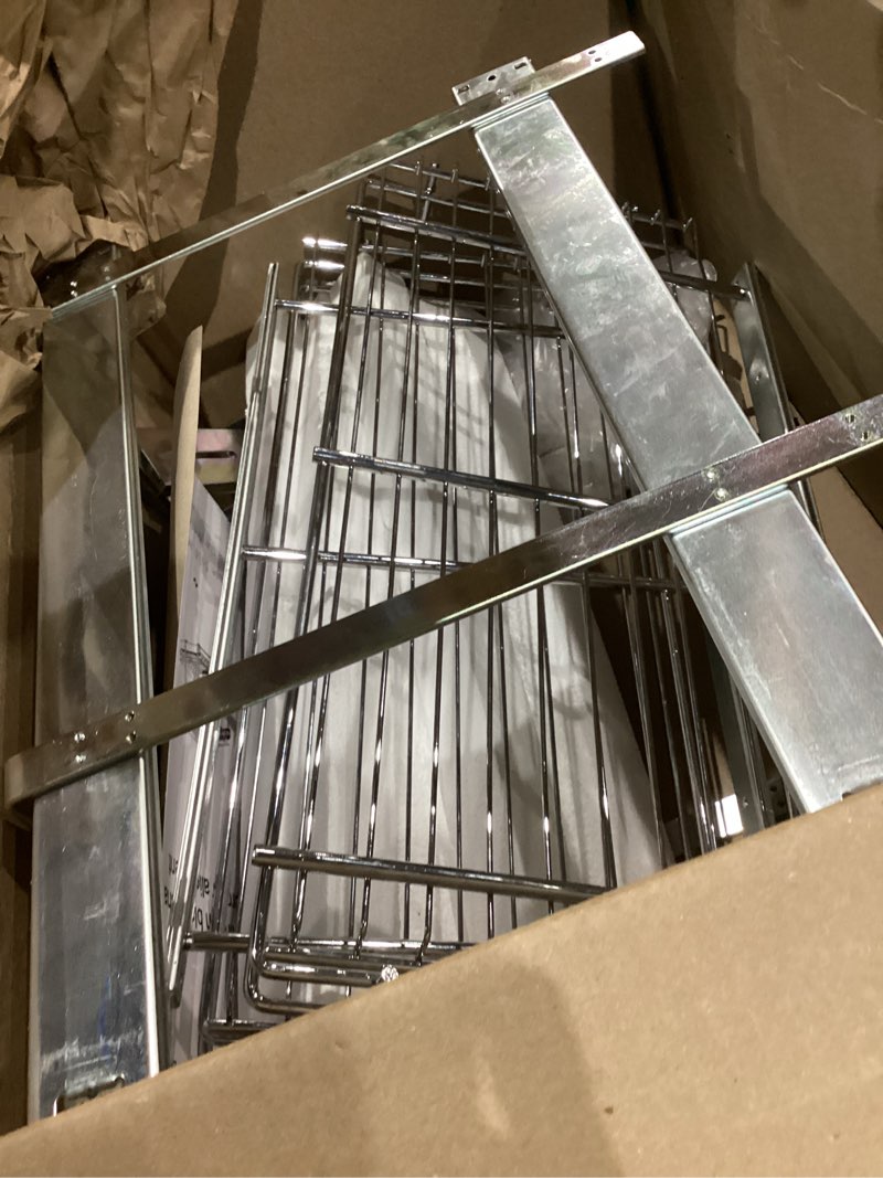 Condition photo showing As Is for Silver Metal Individual Pull Out Cabinet Organizer