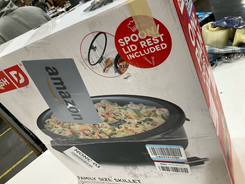 Condition photo showing Good Condition for Dash Family Size Skillet - Electric Skillet for Multi-Purpose Cooking - Nonstick Cooking Surface - Tempered Glass Lid & Cool-Touch Handles - 6-Quart Capacity, Makes 24 Cups - 14", Black Black Nonstick