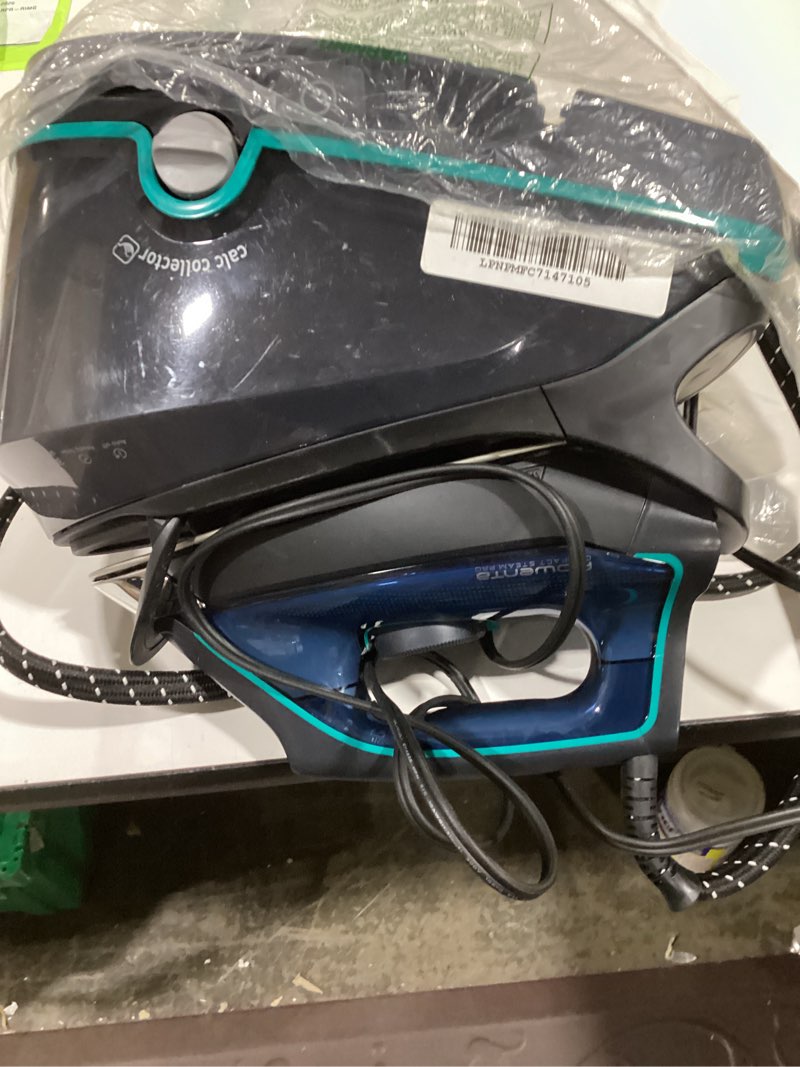 Condition photo showing As Is for Rowenta Iron for Clothes, High Pressure Steamer Iron with Boiler System, 400 Steam Holes, Vertical Steaming, 37oz Tank, Stainless Steel Soleplate, Auto-Off 1800 watts, Black Green, DG7626 Professional Steam Power, Extra-long Ironing Sessions