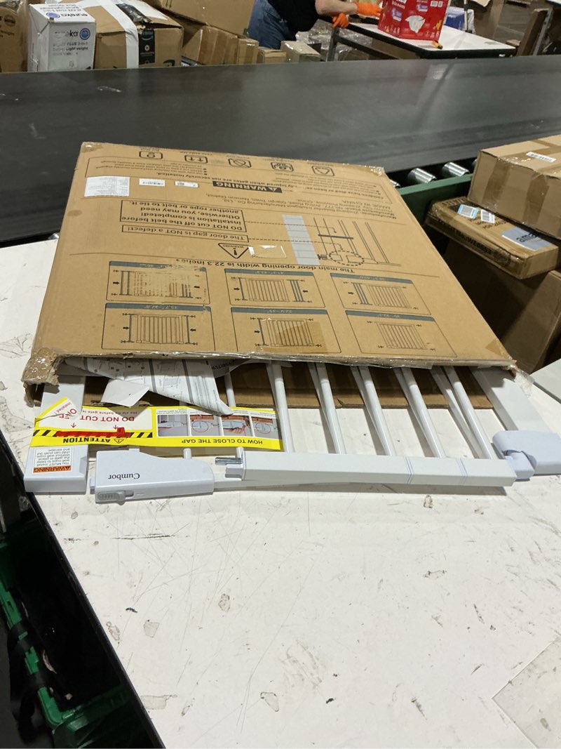 Condition photo showing New/Like New for cumbor 29.7-46" baby gate for stairs, toddler safety essentials for the house, auto close dog gate for doorways, mom's choice awards winner-easy install pressure mounted pet gates for dogs, white white 29.7"-46"w x 30.5"h
