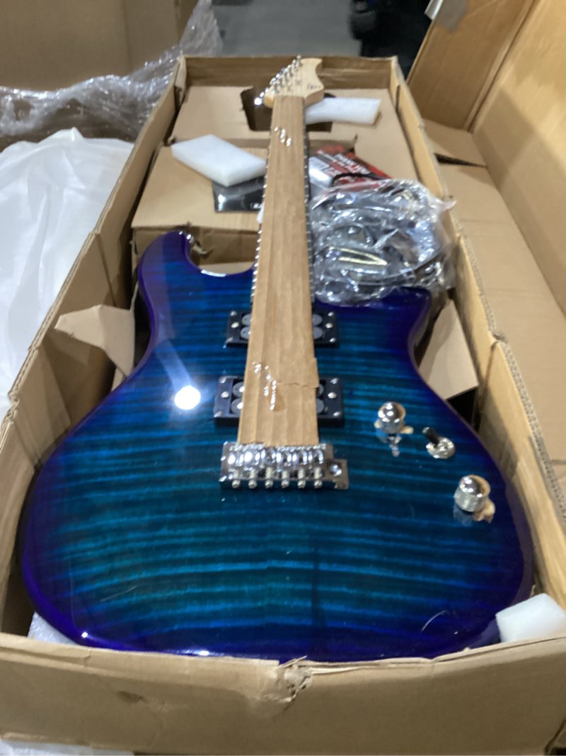 Condition photo showing As Is for Pyle Electric Guitar Kit with Amp, Full Size Instrument with Humbucker Pickups, Guitarra Electrica Amplifier and Beginner Bundle Accessories, 39" Blue Blue Modern