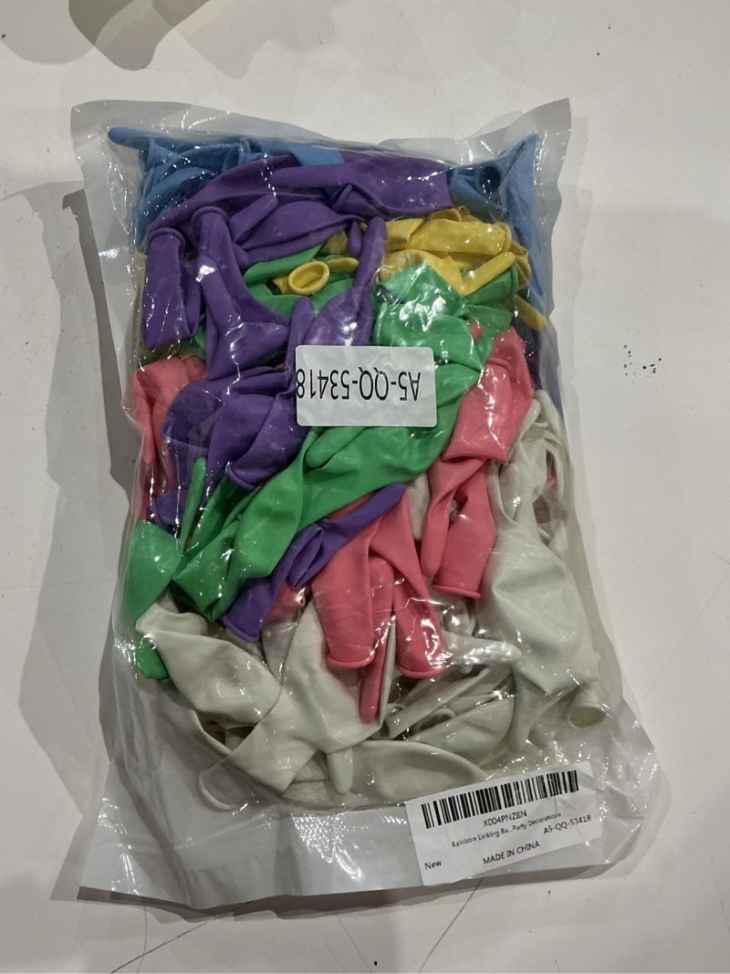 Condition photo showing Good Condition for rainbow linking balloons, 145pcs colorful quick link balloons assorted, multicolor connecting balloon arch kit for kids girls baby shower easter rainbow unicorn theme birthday party decorations rainbow 6+10 inch