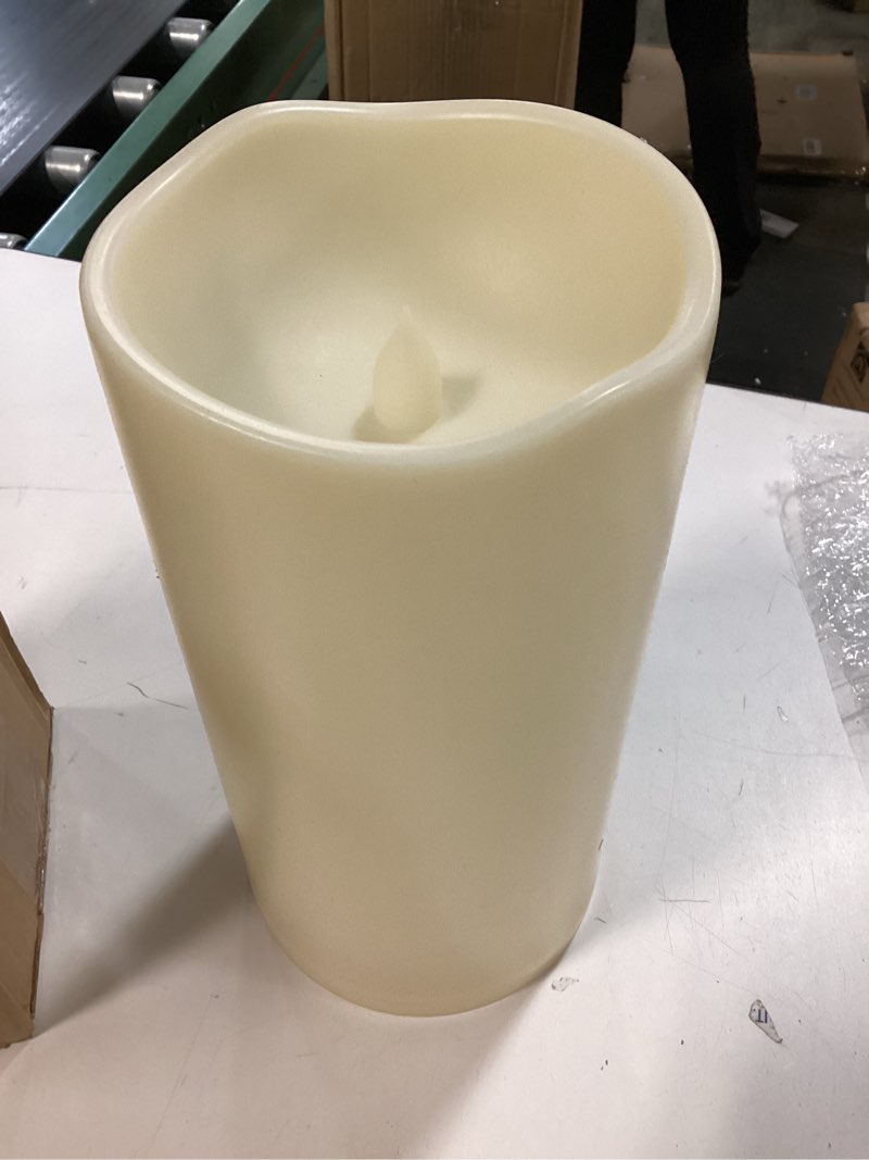 Condition photo showing Good Condition for Homemory 6" x 12" Extra Large Outdoor Waterproof Candle with Auto 6-Hour Timer, Ivory Plastic Made, Long Last for Half A Year Ivory, 6"x12"