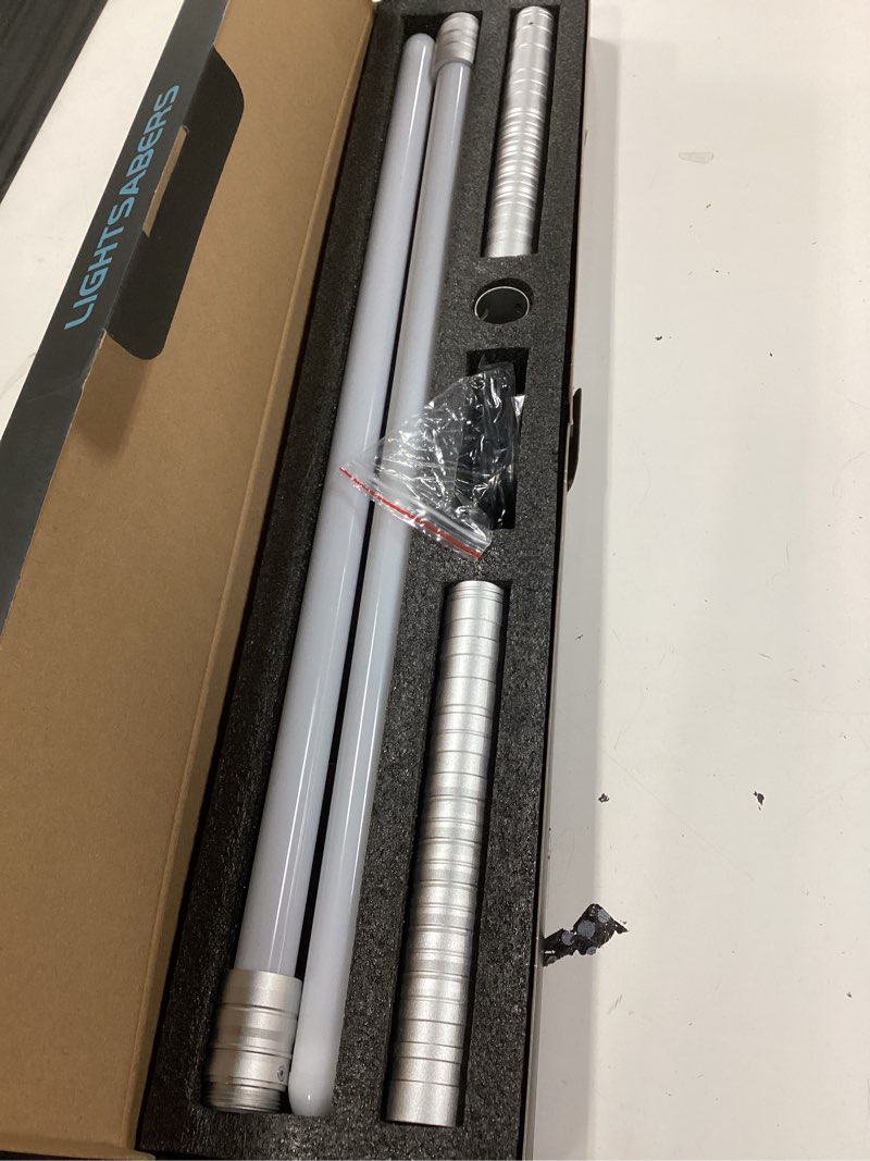 Condition photo showing New/Like New for lightsaber rgb 7 color metal hilt light saber swing usb rechargeable light sword with sounds effect for kids adults black