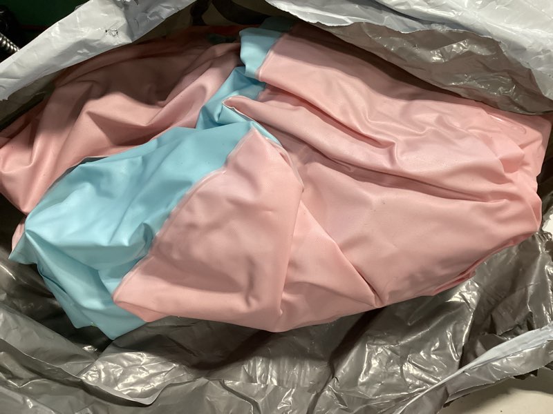 Condition photo showing As Is for sloosh inflatable tanning pool lounger float, 85" x 57" extra large pool floats adult with pillow, 4 in 1 suntan tub raft floatie,sunbathing bed lounge for water blow up ball pit, xl-cyan pink cyan pink x-large