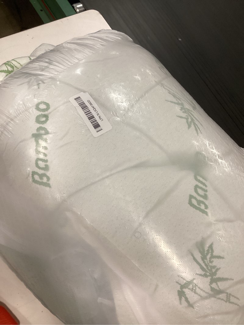 Condition photo showing As Is for Ultra Soft King Size Mattress Topper - Viscose Made from Bamboo Pillow Top Mattress Pad for Back Pain Relief - Naturally Cooling for Hot Sleepers, Green Green King