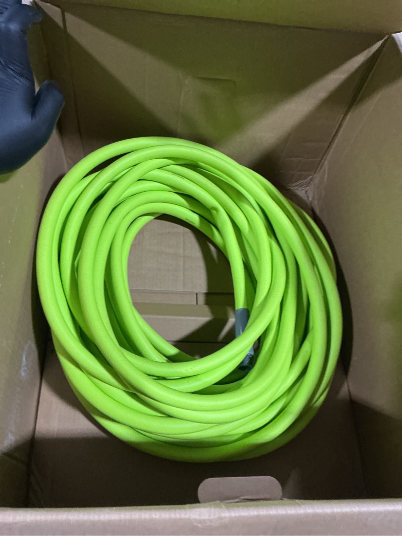 Condition photo showing Good Condition for flexzilla garden hose 5/8 in. x 100 ft., lightweight all-weather water hose, durable and flexible, leak-free connections standard grip 100ft chartreuse