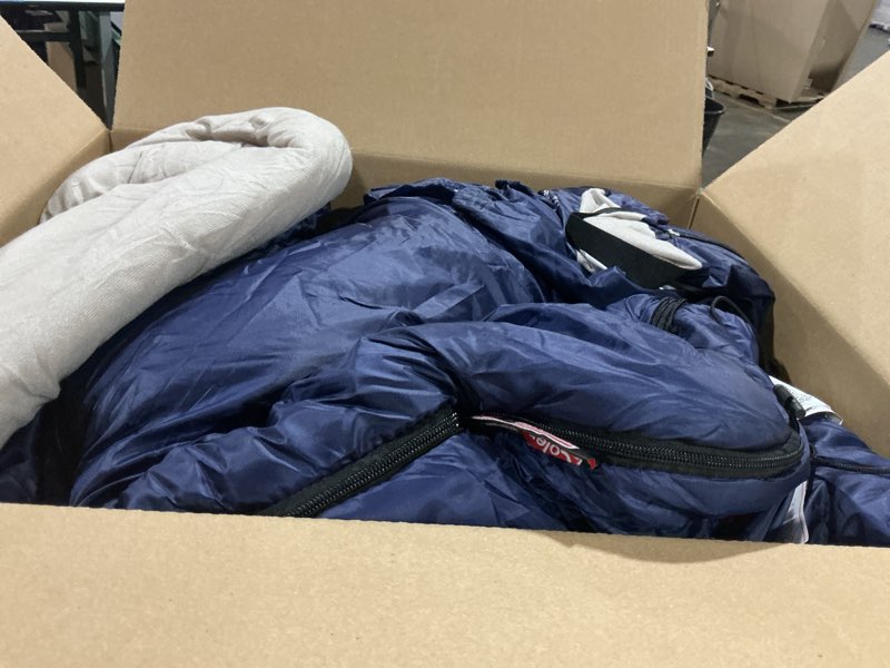 Condition photo showing As Is for Coleman Brazos 20/30°F Adult Cool-Weather Sleeping Bag with No-Snag Zipper & Stuff Sack, Machine Washable, Great for Camping, Traveling, Guests, & More PFAS-Free 30°f