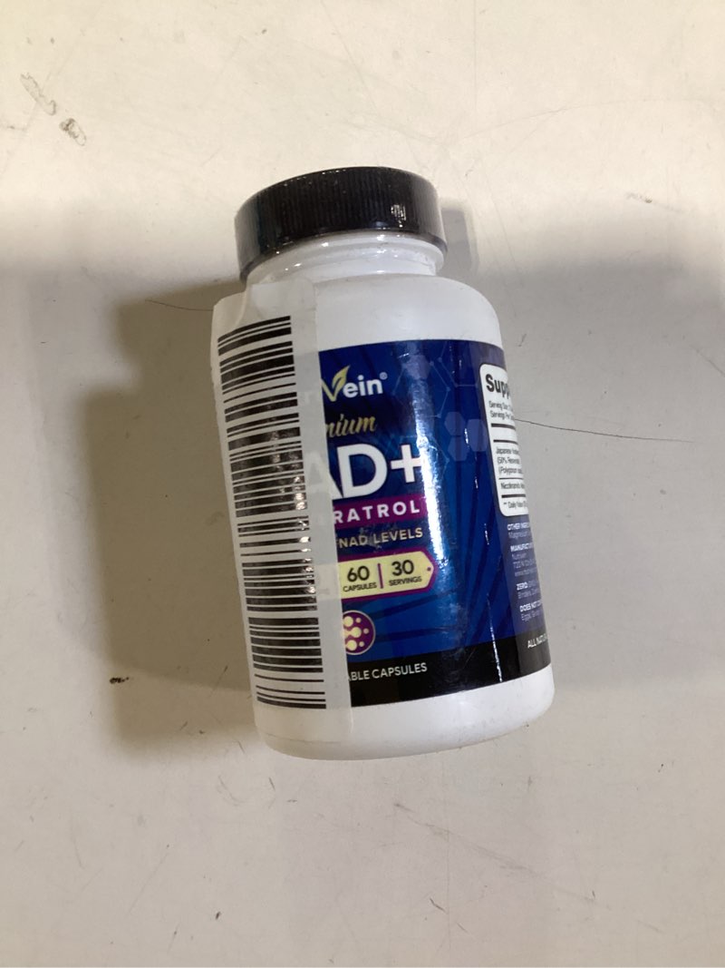 Condition photo showing New/Like New for nutrivein premium nad + resveratrol supplement 600 mg - 30 servings (60 capsules): powerful synergistic nad resveratrol supplement - aging, cognition, metabolism, & overall well-being