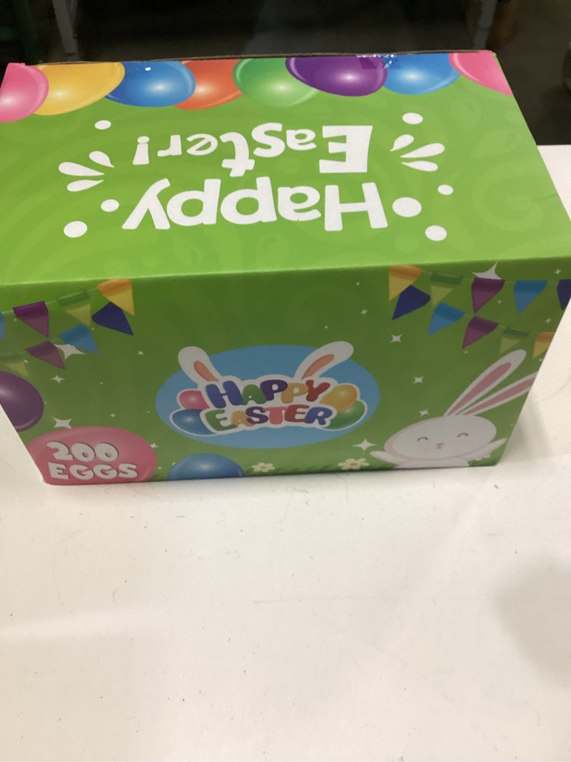 Condition photo showing New/Like New for 200 pcs 2.4" colorful fillable easter eggs with 6 surprise golden eggs, plastic easter egg empty for easter egg hunt party favors kids easter basket stuffers fillers classroom prizes for boys girls 200 pack 2.4 inch eggs