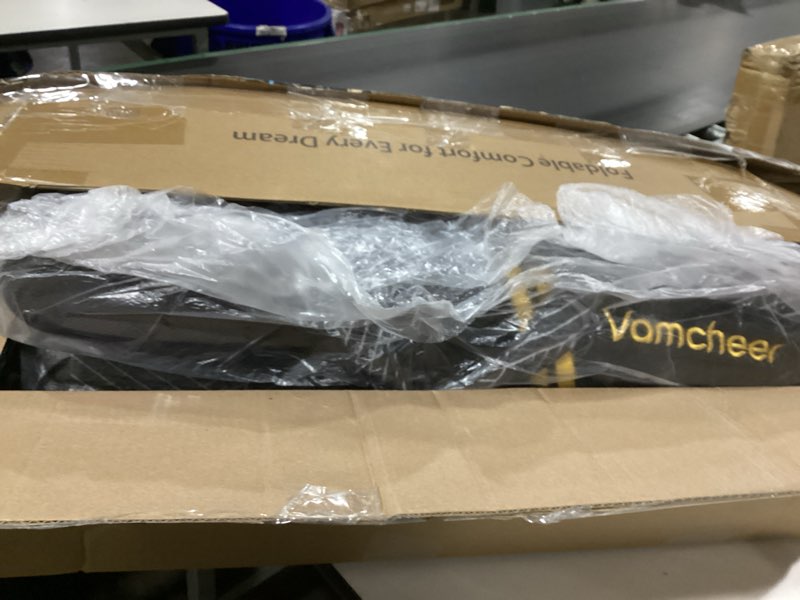 Condition photo showing As Is for Vamcheer Foldable Mattress Single Size, 4 Inch Tri Folding Mattress, Handle & Non-Slip Bottom with Washable Cover for Travel RV Camping Guest Room, 75"x25"x4", Grey Single 4 Inch