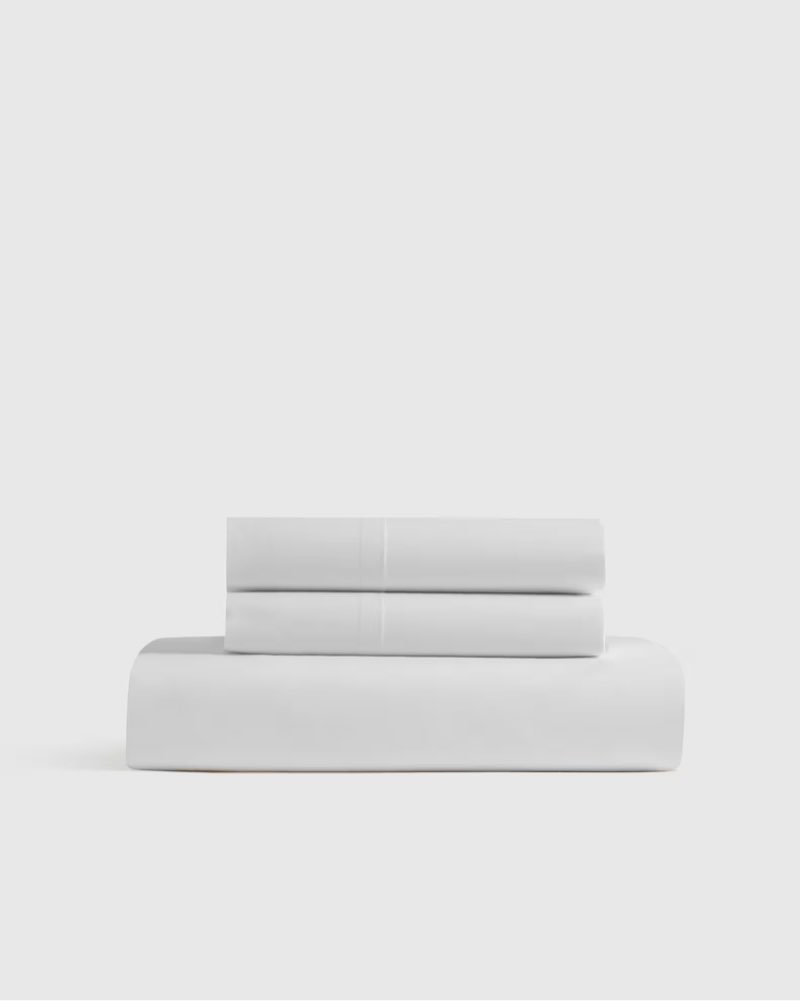 Organic Crisp Percale Fitted Sheet Set white king size