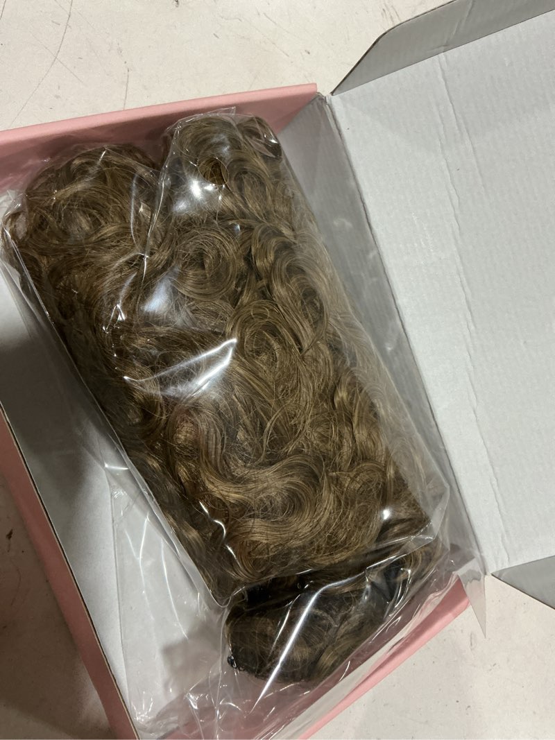 Condition photo showing New/Like New for reecho curly hair extensions - 4pcs clip in hair extensions kinky curly clip ins 3b 3c 4a full head long soft synthetic hairpiece for women, light ash brown