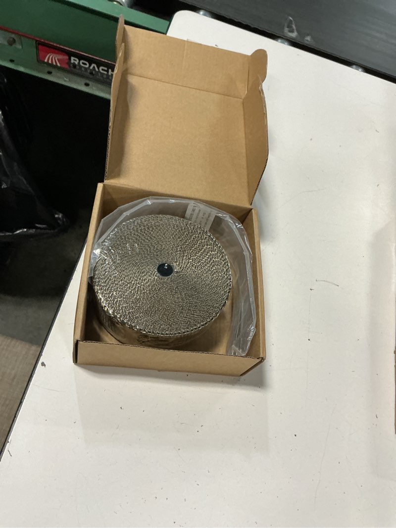 Condition photo showing New/Like New for Titanium Exhaust Heat Tape Wrap, 2”x 50 Ft, Motorcycle Fiberglass Heat Shield Tape With Stainless Ties Gold 2''x50'