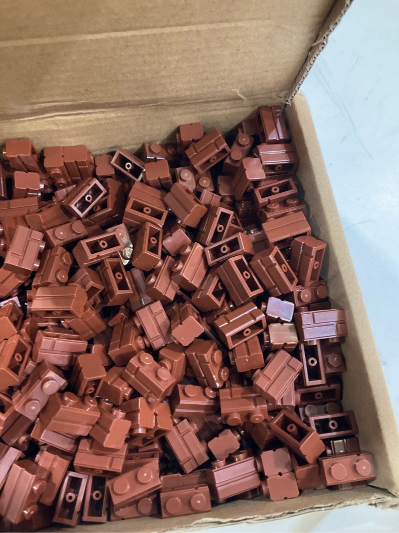 Condition photo showing New/Like New for feleph 360 pieces 1x2 masonry profile bricks building blocks for wall parts and pieces diverse bulk toy set compatible with major brands (reddish brown)