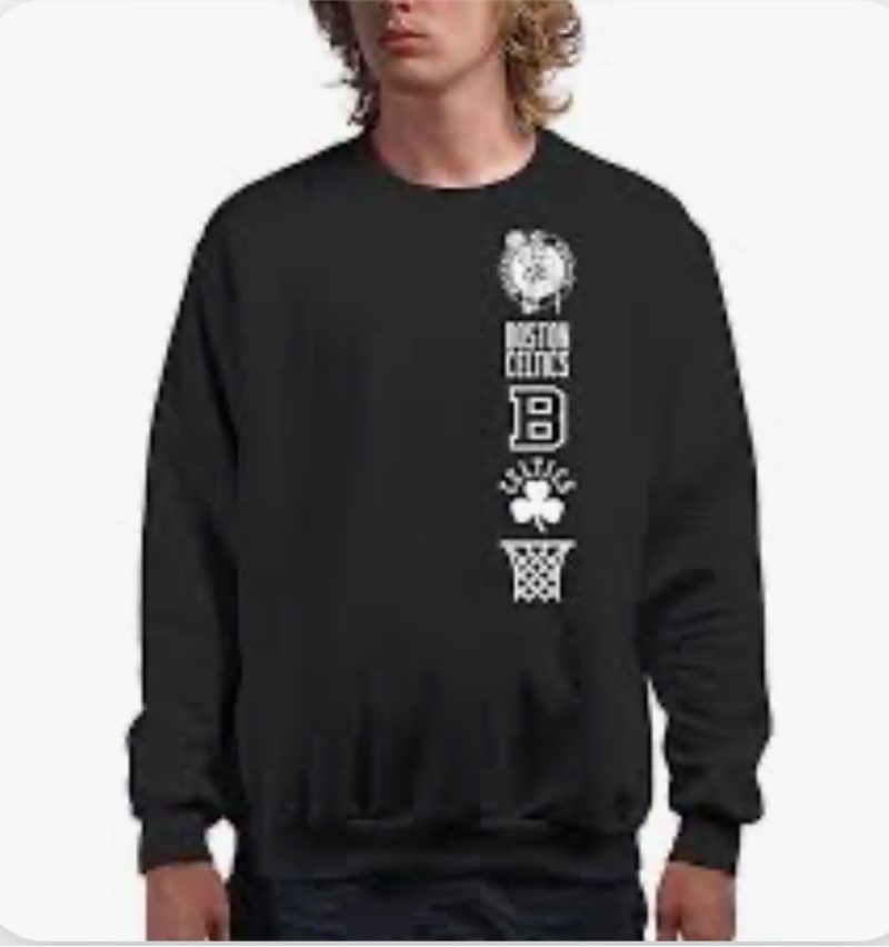 junk food nba - stacked logo - officially licensed adult pullover fleece crew neck for men and women boston celtics x-large black