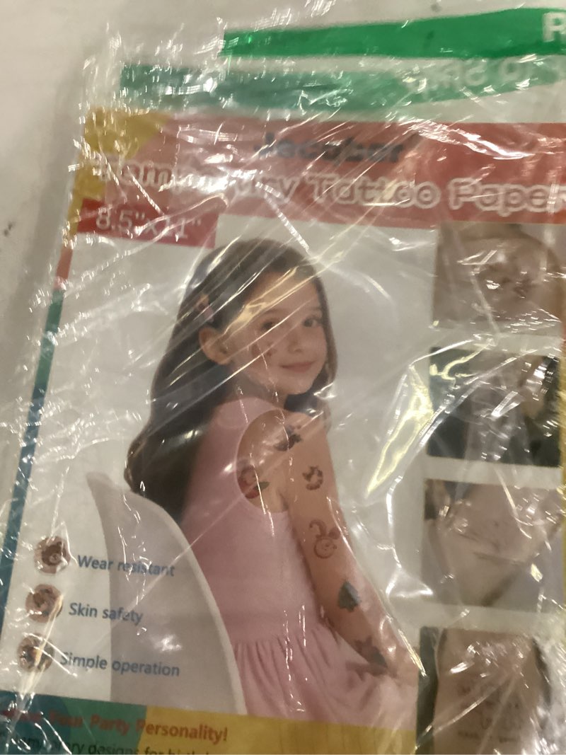Condition photo showing Good Condition for printable temporary tattoo paper for inkjet printer, 30-sets custom tattoo printer sticker 8.5x11", diy personal clear transfer paper for kids, family, christmas, birthdays, parties, festivals a4 8.5x11 inch-30 sets