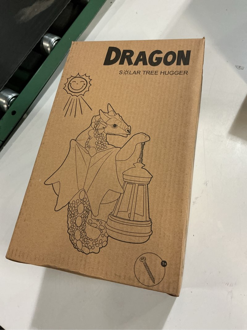 Condition photo showing New/Like New for Goodeco Dragon Tree Hugger Solar Lantern Garden Statue - 9.3 Inch Resin Dragon Decor for Outdoor, Perfect Garden Gift & Yard Decor