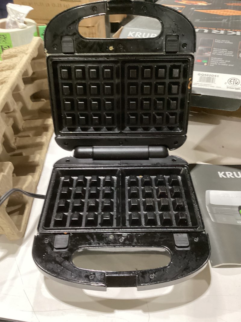 Condition photo showing As Is for similar to stock photo incomplete bd waffle iron morning station black/silver compact design waffle maker