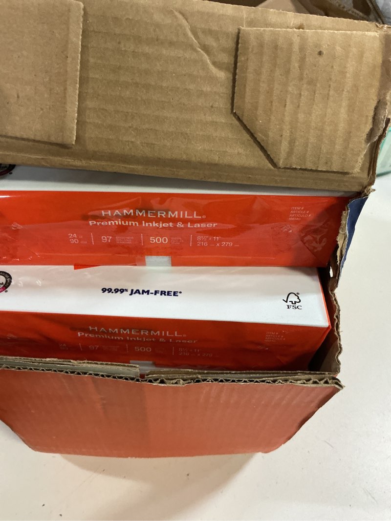 Condition photo showing Good Condition for Hammermill Printer Paper, Premium Inkjet & Laser Paper 24 Lb, 8.5 x 11 - 5 Ream (2,500 Sheets) - 97 Bright, Made in the USA, 166140C 5 Ream | 2500 Sheets 24 lb Ink - Laser