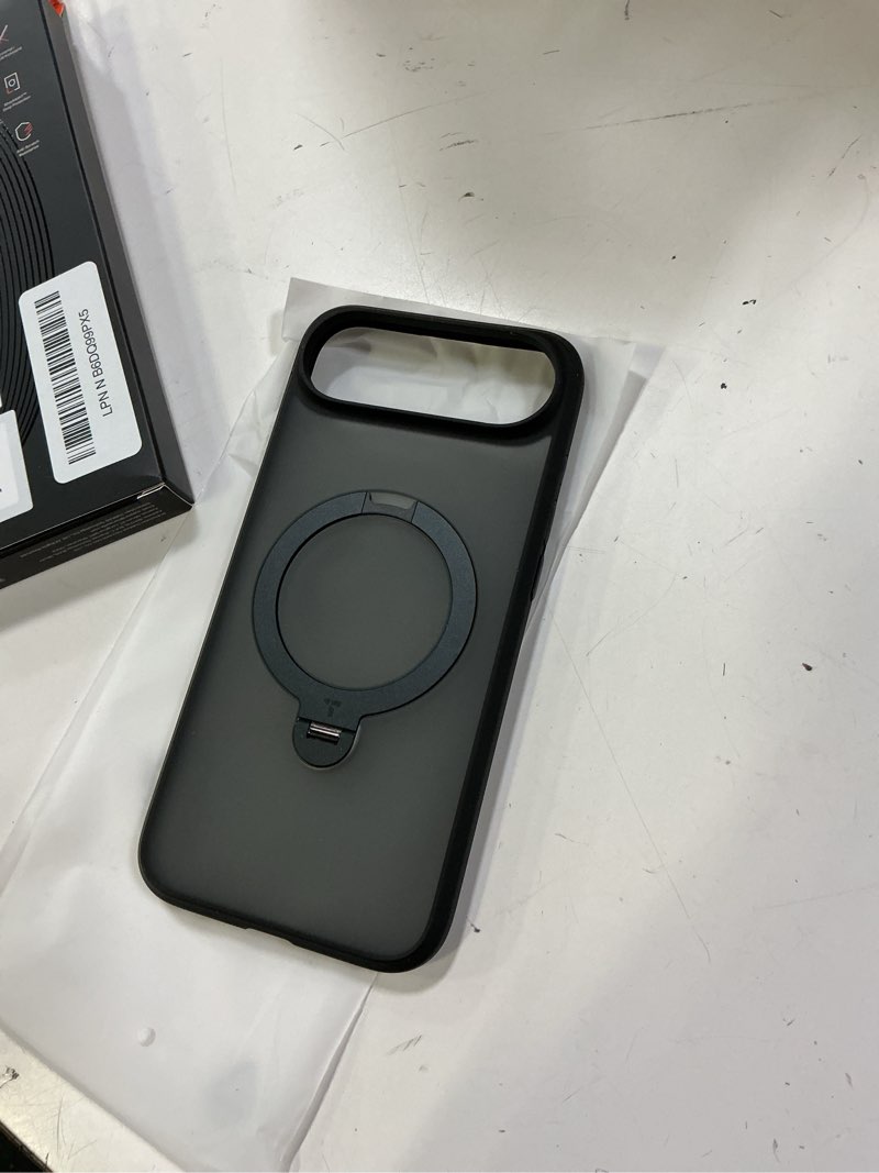 Condition photo showing Good Condition for torras q3 spin for iphone air case, patented 360 magnetic stand, fit for magsafe, built-in ring holder kickstand, rugged military-grade protective case for iphone 17 air, camera control button, black for iphone 17 air black