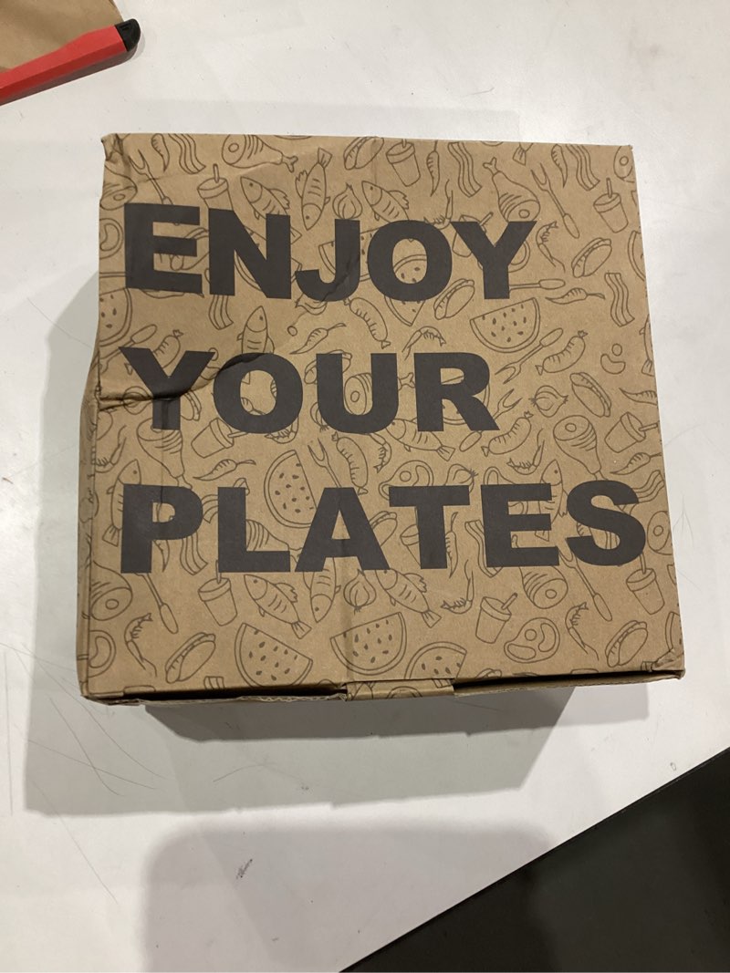 Condition photo showing New/Like New for Homienly Dinner Plates Set of 8 Alternative for Plastic Plates Microwave and Dishwasher Safe Wheat Straw Plates for Kitchen Unbreakable Plate Set (Black, 10 inch) Black 10 inch