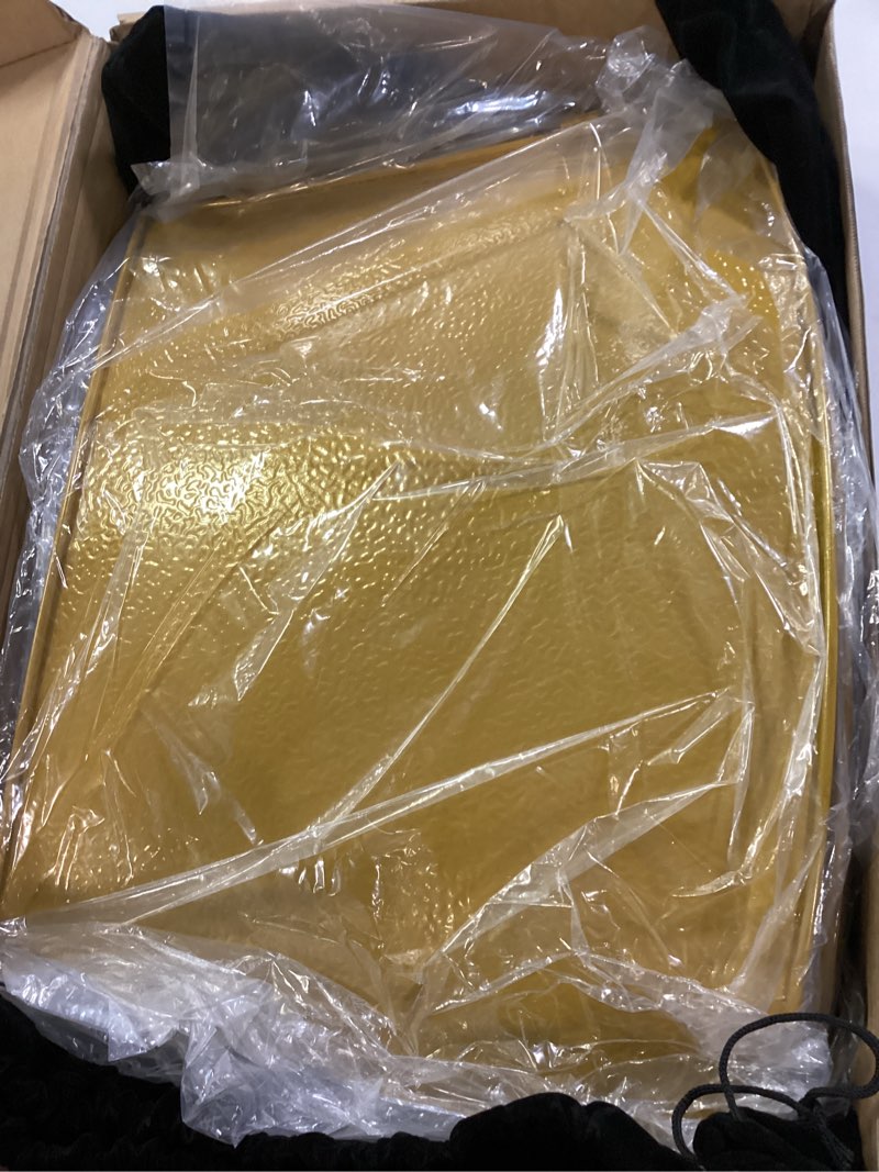 Condition photo showing item condition for 28 Inch Christmas Tree Collar Metal Christmas Tree Skirt for Real Trees or Artificial Trees Holiday Decoration, Gold