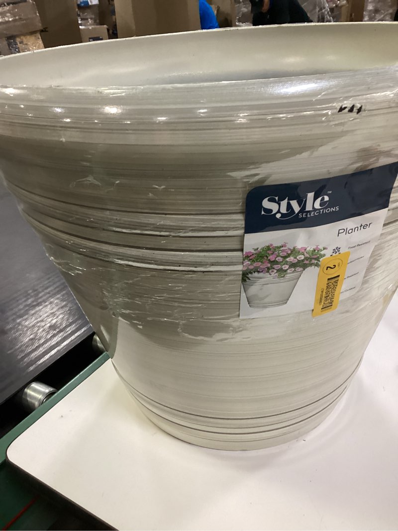 Condition photo showing Good Condition for style selections cone 20.35-in w x 17.38-in h white resin contemporary/modern indoor/outdoor planter