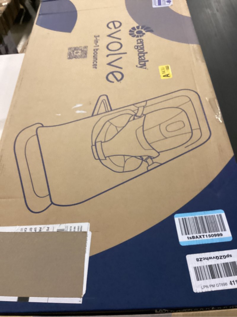 Condition photo showing New/Like New for baby bouncer,portable baby bouncer seat & foldable with 3 height adjustments, ergonomic bouncer for babies 0-6 months, wood grain style, natural vibrations, includes storage bag (beige)