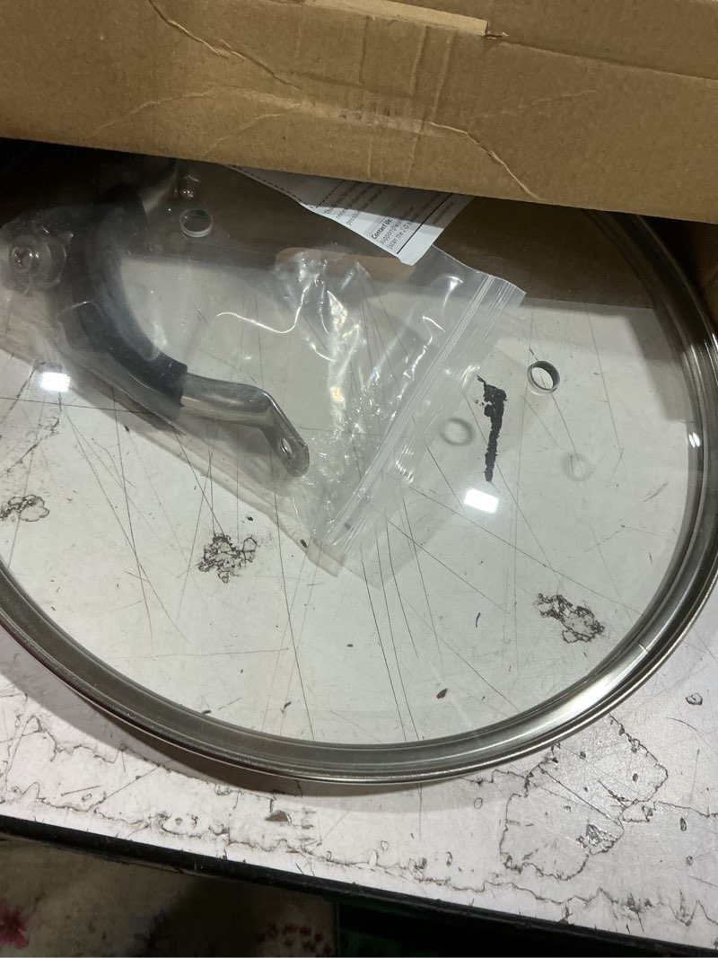 Condition photo showing Good Condition for 10 inch tempered glass lid compatible with 8 quart instant pot and ninja foodi, universal electric pressure cooker lid with upgraded heat-resistant silicone handle