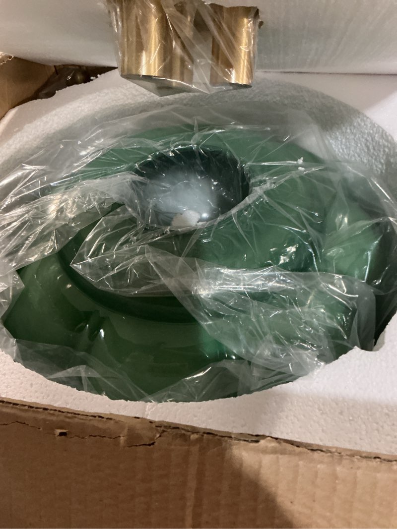 Condition photo showing New/Like New for MIXL-Green Milk Glass Ceiling Light,Pumpkin Shape Milk Glass Light Fixture,Vintage Style Ceiling Lamp for Living Room Bedroom