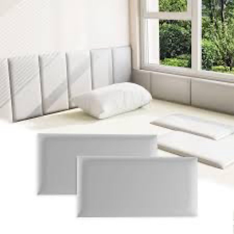 umedol 3d anti-collision wall padding for kids, grey peel and stick headboard panels, self-adhesive 
