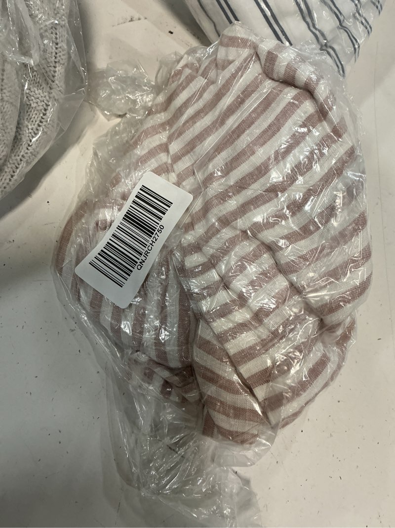 Condition photo showing Good Condition for european linen stripe euro sham, euro, dusty mauve/white stripe
