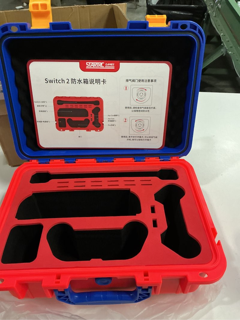 Condition photo showing New/Like New for Travel Carrying Case for Nintendo Switch 2 & Accessories, All in One Protective Case, Hard Shell Cases with 12 Game Cards Slots, Waterproof Storage Organizer Box for Dock, Pro Controller-Red&Blue