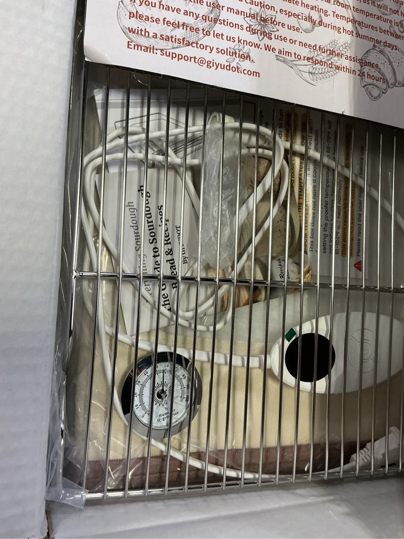 Condition photo showing Good Condition for folding bread proofing box with 50-113? temp control & 48h timer, dough proofer with metal rack, humidor, recipes, ideal for sourdough, bread baking, pizza, yogurt, kombucha, precise control l - 15.7" x 11.8" x 11.8"