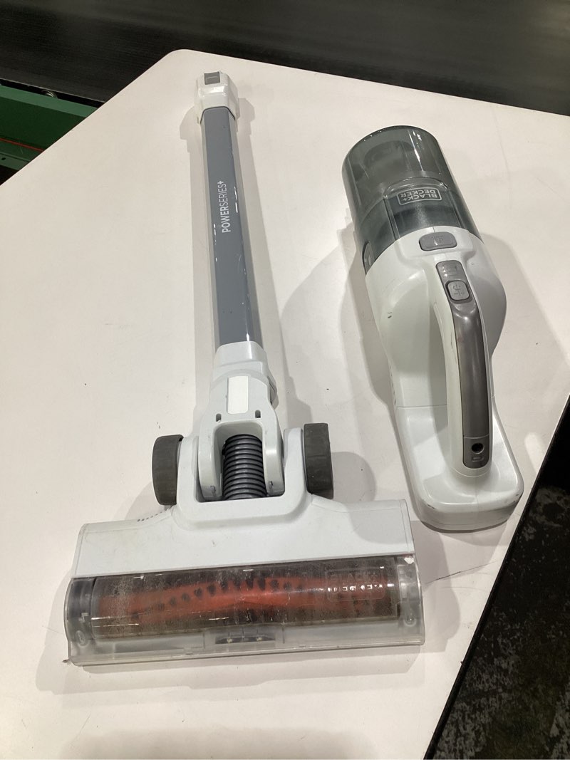 Condition photo showing As Is for BLACK+DECKER POWERSERIES+ 20V MAX Cordless Stick Vacuum Cleaner with LED Floor Lights, Bagless, Lightweight, Cordless Vacuum Cleaners for Home, Up to 44 Minutes, Powerful Suction, Gray (BHFEA520J) 20V Vacuum, USED,  NOT TESTED