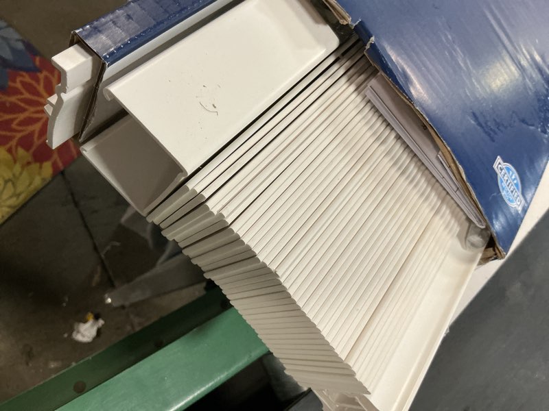 Condition photo showing As Is for LEVOLOR Trim+Go 2-in Slat Width 28-in x 64-in Cordless White Faux wood Room darkening