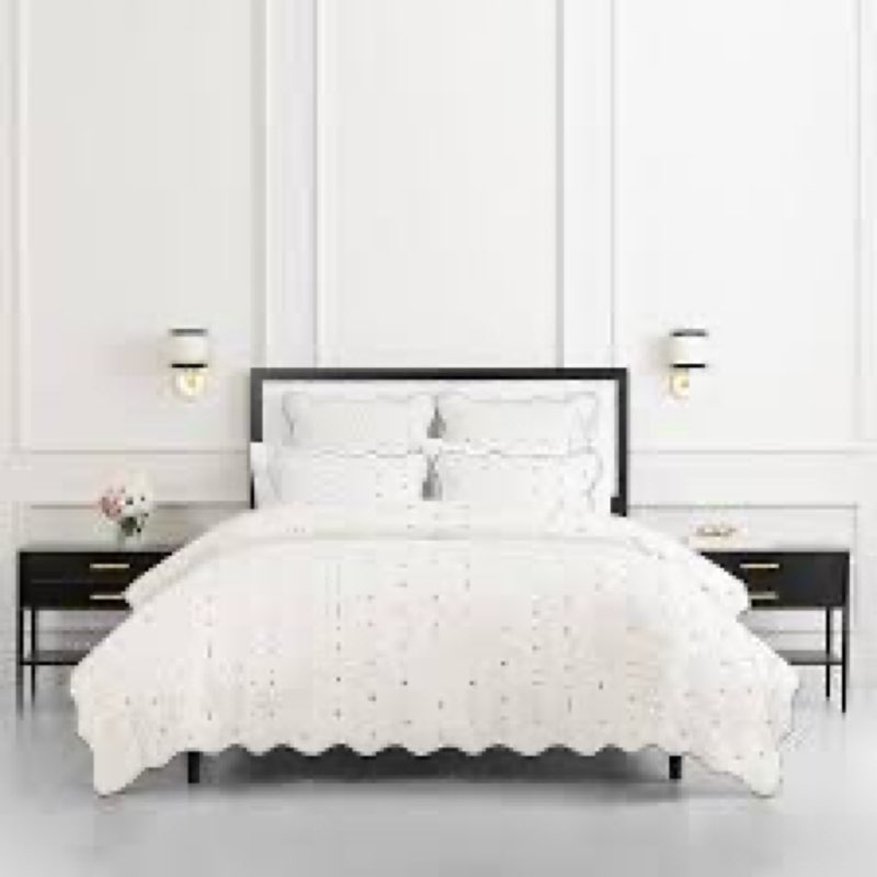 kate spade new york Scalloped Edge 2-Piece Twin Quilt Bedding Set, 100% Cotton Reversible Cover, All