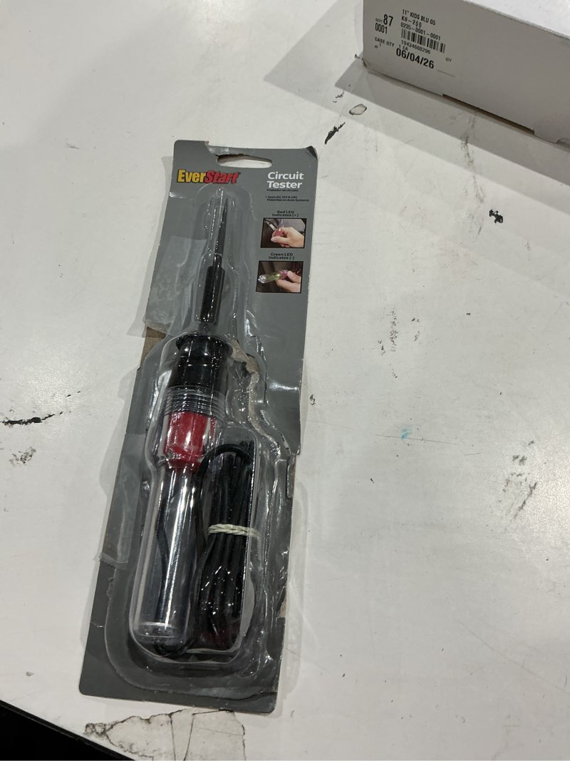 Condition photo showing As Is for everstart 6/12 volt circuit tester  aa battery size  product net content: 1 unit  suitable for automotive testing