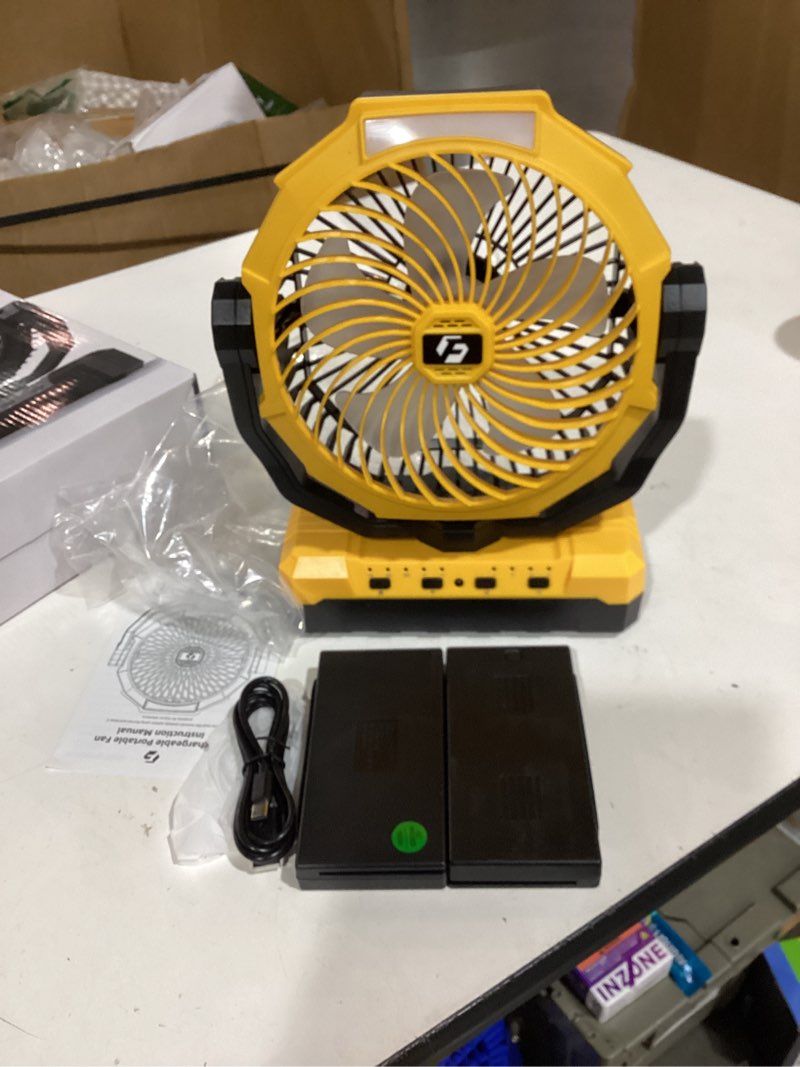 Condition photo showing Good Condition for 36000mah portable camping fan - 120hrs rechargeable fan with detachable battery with led & remote - 4 speeds battery powered for tent,travel, office, jobsite yellow2