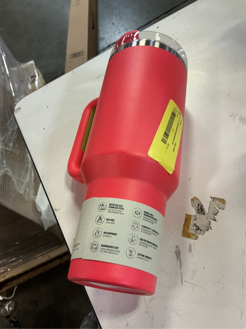 Condition photo showing Good Condition for stanley quencher h2.0 tumbler with handle and straw 40 oz | flowstate 3-position lid | cup holder compatible for travel | insulated stainless steel cup | bpa-free | hot coral 40 ounces hot coral
