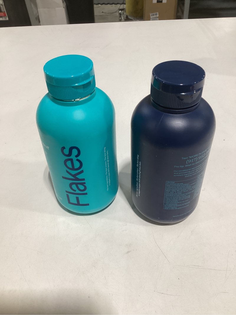 Condition photo showing As Is for flakes anti-dandruff shampoo and conditioner set for men | dry, flaky, & itchy scalp relief | sulfate and paraben free for healthy hair | gentle, hydrating shampoo & moisturizing conditioner | 9 fl oz