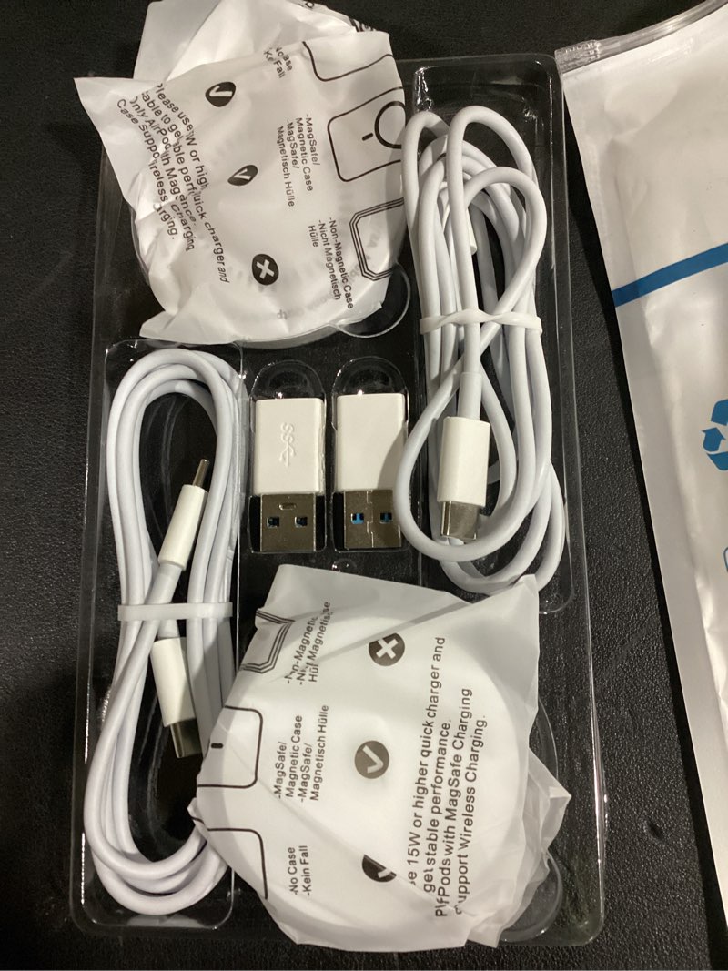 Condition photo showing Good Condition for magsafe charger 2 pack 15w magnetic wireless charger fast charging pad compatible with iphone 17/16/15/14/13/12 series & airpods 4/3/2/pro magnetic magsafe charging pad with dual ports