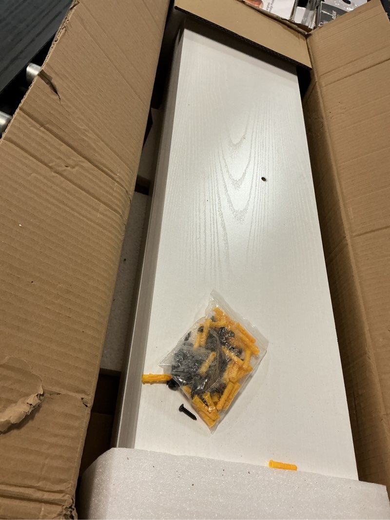 Condition photo showing Good Condition for bayka white floating shelves for wall, 36 inches wall mounted rustic wood shelves for bathroom, bedroom, living room, for book/storage/decor?set of 3? c. white - modern minimalist style 3 36inches