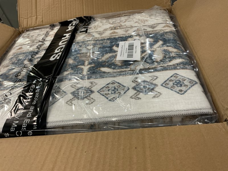 Condition photo showing Good Condition for zesthome 8x10 Area Rugs for Living Room,Non-Slip Backing Washable Rugs,Vintage Large Area Rug,Stain Resistant Home Decor Rug (Blue/Beige,8'x10') Blue/Beige 8' x 10' (Rectangular)