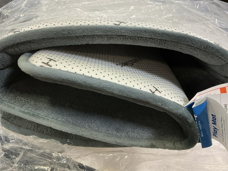 Condition photo showing Good Condition for Baby Play Mat for Floor,1.3\" Thick Elasti-Foam 50\"×65\" Playpen Mat for Tummy Time,Water Repellent Soft Coral Velvet for Toddler,Infant,Kids,Non-Slip Backing Safe for Crawling(Dark Grey) Dark Grey 50\"×65 \"×1.3\"