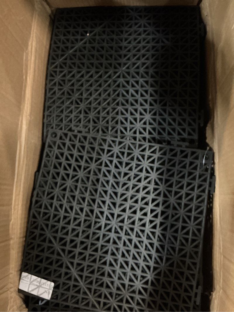 Condition photo showing Good Condition for vevor interlocking tile 50pcs black, drainage tiles 12" x 12" splicing, soft pvc interlocking drainage floor tiles, non-slip drainage holes for restroom, bathroom, kitchen, pool, wet areas